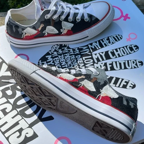 Converse Roe vs Wade Abortion Rights Sneakers Handmaid’s Tale Design. W-7 M 5 - Picture 3 of 9